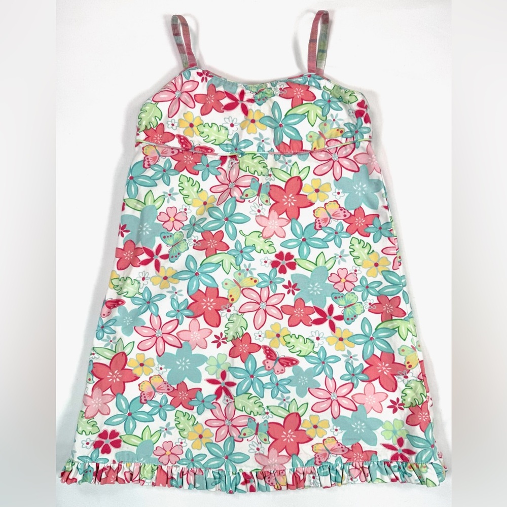 GYMBOREE Flower Showers Floral Butterfly Sundress Girls Size 4 Year Vintage 2001